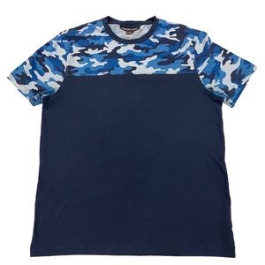 Michael Kors Men’s Medium Navy Blue Camo Round Neck Short Sleeve T-Shirt